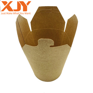 XJY Custom 16oz 26oz 32oz eco disposable kraft paper packaging Takeaway Logo printed Noodle Food Takeaway Box