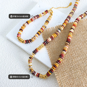 Conjunto de collar y pulsera de joyerí<span class=keywords><strong>a</strong></span> clásica de moda, cadena de piedra Natural de acero inoxidable de titanio para mujer, niñ<span class=keywords><strong>a</strong></span>, novia, P1461-E426 - Product Image 5