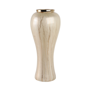 Vaso da terra allungato in vetro moderno ed elegante con finiture metalliche per l'arredamento del soggiorno. - Product Image 4