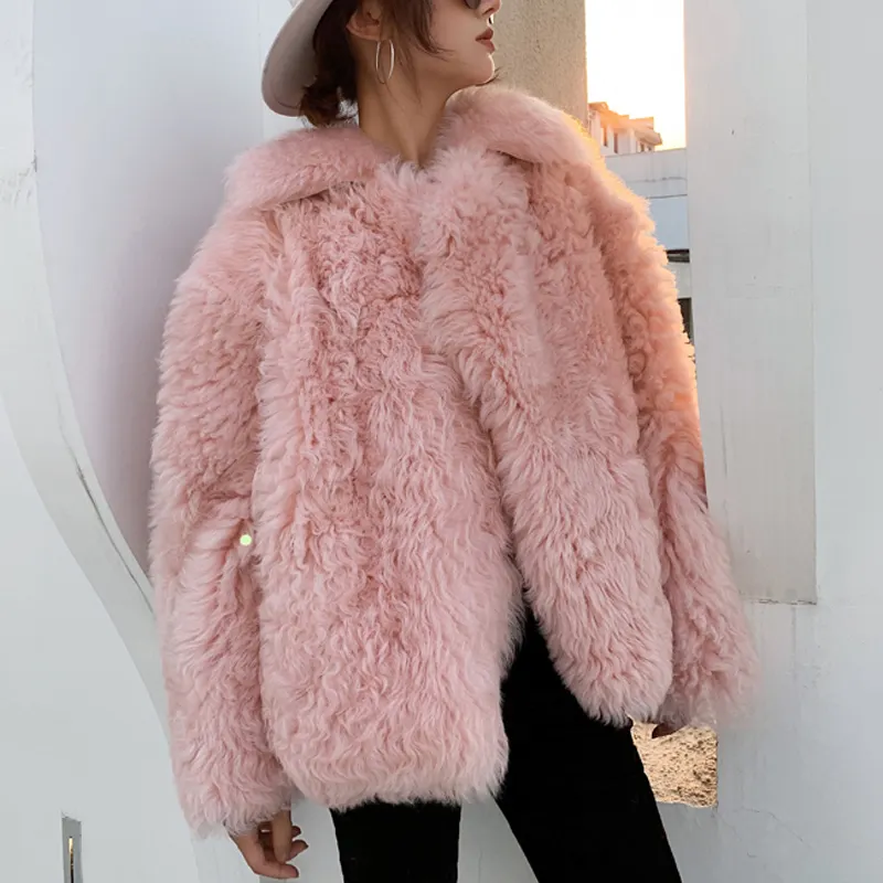 2021 Winter Environmental Protection Fox Fur Coat With Collar Women's Oversized Imitation Mink Fur Coat