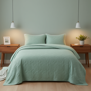 Juego de Cubrecamas Reversibles 100% Poliéster con Patrón Geométrico, Cubrecama Cosido para Comodidad y Estilo en la Cama - Product Image 2