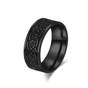 Men's Titanium Steel <b>Ring</b> Woven Knot Design Black Steel Color Gift Jewelry Nordic Style - Product Image 5