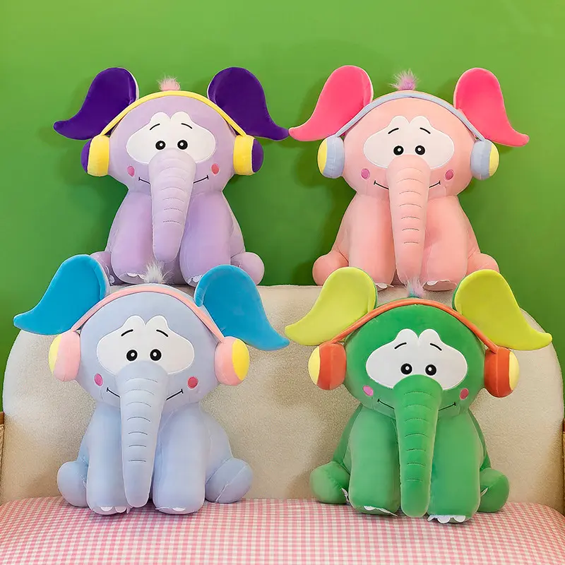Lindo elefante de peluche con orejas grandes animales almohada cojín decoración del hogar elefante almohada para bebé