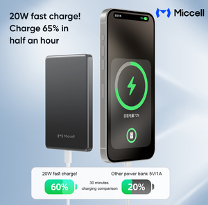 Miccell Wholesale 20W 5000mah Power Bank <span class=keywords><strong>portable</strong></span> ultra-fin à charge rapide <span class=keywords><strong>avec</strong></span> charge sans fil pour iPhone, Xiaomi - Product Image 5