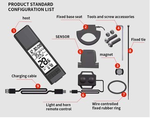 Ordinateur de vélo Lumière LED étanche Odomètre Phare avec écran LCD Compteur de vitesse et klaxon - Product Image 6