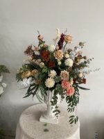 Bouquet de fleurs artificielles de luxe en soie, couleur café automnal, avec fleurs sauvages, pour centre de table et décoration suspendue, composition florale colorée