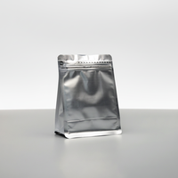 Bolsa de Café Premium de Fondo Plano con Válvula y Cierre, Bolsa de Café Plateada de Grado Alimenticio para Exteriores
