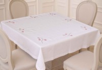 Nappe en lin Rosy Vine |   Nappe de table réutilisable en lin 100% naturel de qualité supérieure, écologique, avec un élégant motif floral de vigne de rose