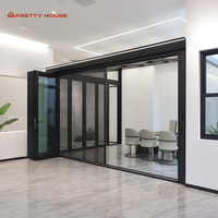 Puertas plegables de aluminio insonorizadas de alta calidad Puerta de vidrio templado resistente
