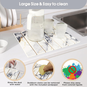 Nước Thấm Đóng Mở Món Ăn Khô Thảm Vàng Đen Đá Cẩm Thạch Nhanh Chóng Khô Diatomaceous Thảm Trái Đất Cho Các Món Ăn Chai - Product Image 4