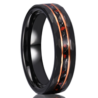 6mm 8mm noir martelé bague en tungstène pour hommes femmes or Rose mariage fiançailles promesse bandes dinosaure os météorite puce incrustation