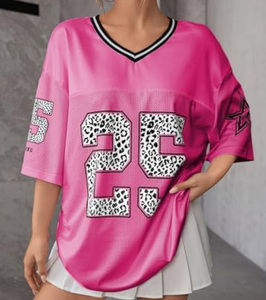 Kaos Jersey Grosir untuk Wanita, Kaos Grafis Oversize, Kaos Jersey Nomor Lucu untuk Remaja Perempuan, Atasan V-Neck Y2k Streetwear - Product Image 4