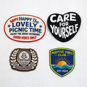 Design Heat Press Pattern University Style Embroidery Badge Label Custom Logo <b>Sew</b>/Iron <b>On</b> Embroidered <b>Patch</b> - Product Image 1