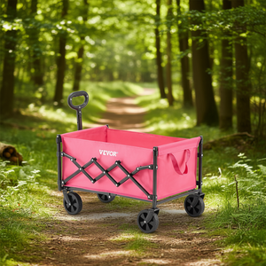 Chariot pliable Vevor 120L 225Lbs rose, chariot de jardin pliable pour le camping, la plage et la randonnée - Product Image 2