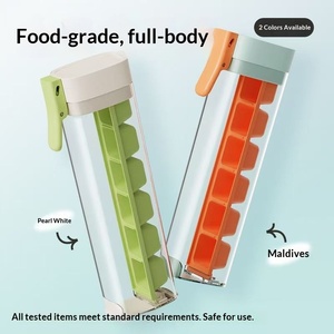 <span class=keywords><strong>Bac</strong></span> à glaçons 6 compartiments en <span class=keywords><strong>plastique</strong></span> PP de qualité alimentaire avec couvercle et bouton-poussoir, outil de cuisine pour congélateur et boissons - Product Image 3