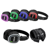 Casques de disco silencieux à LED clignotantes RF890, électrification visible, 3 canaux, sans fil, pliables