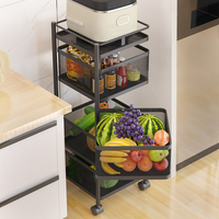 Chariot Desserte Utilitaire Pivotant en Métal 2/3/4/5 Niveaux avec Roues, Étagère de Rangement Organisateur de Cuisine en Gros
