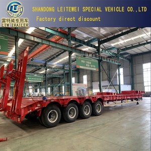<span class=keywords><strong>2</strong></span> lignes 4 <span class=keywords><strong>essieux</strong></span> <span class=keywords><strong>Quad</strong></span> Axle Extensible 60ton Lowboy Excavator Trailer 100ton Heavy Duty Transport Low Bed Truck Trailer à vendre - Product Image 6