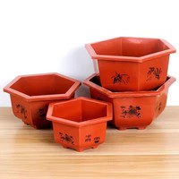 Pot de fleurs hexagonal personnalisé en plastique pour cactus, pot à bonsaï épaissi de grande taille, pots en plastique pour plantes succulentes et grimpantes