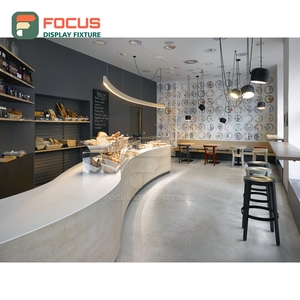 Vitrina Iluminada para Café con Acabado de Madera Laminada, Área de Exhibición de Pastelería, Mueble para Mercancía de Cafetería - Product Image 1