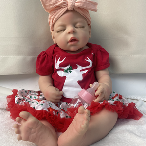 Muñeca <span class=keywords><strong>Reborn</strong></span> de Silicona Realista de 22 Pulgadas, con <span class=keywords><strong>Ojos</strong></span> <span class=keywords><strong>Cerrados</strong></span>, Dormida y Serena, Bebé Niña Suave para Compañía Emocional Nocturna - Product Image 4
