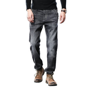 Jeans da <span class=keywords><strong>Uomo</strong></span> di Alta Qualità per Business, <span class=keywords><strong>Pantaloni</strong></span> Slim Fit, Stile Street, Lavaggio Chiaro, Denim Lavorato a Maglia - Product Image 5