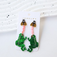 Pendientes Colgantes de Rana Adorables, Acrílicos, con Diseño de Cigüeña y Libélula, de Dibujos Animados, con Gancho, Joyería, Regalos para Mujeres y Niñas