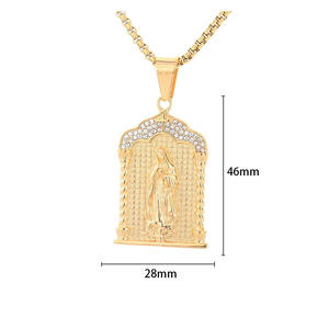 Hip Hop glacé CZ chrétien vierge marie étanche Non ternir sans acier inoxydable mode bijoux pendentif colliers hommes mâle - Product Image 1