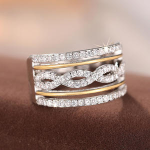 Anello Infinity T0968 da Donna, Fede Nuziale con Zirconia Cubica Incastonata, Anelli alla Moda con Pietra Rotonda - Product Image 4