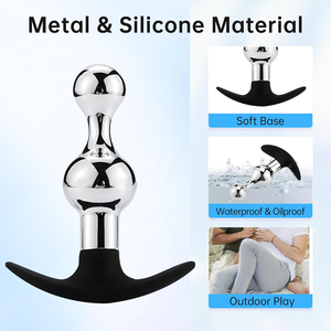 Dongkai Metall Hybrid Perlen-Analplug Butt Plug Tragbarer Anus-Vaginal-Stimulator für Männer und Frauen Masturbation Outdoor Fetisch Sexspielzeug - Product Image 3