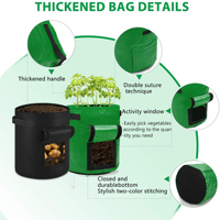 Sacs de culture en plastique biodégradable et écologiques, très résistants, avec 4 poignées, capacité de 1000 ml, pour légumes et fleurs