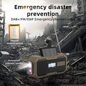 Radio portable avec haut-parleur, radio météo d'urgence à manivelle solaire avec écran LED, batterie 5000 mAh, étanche IP5 - Product Image 5