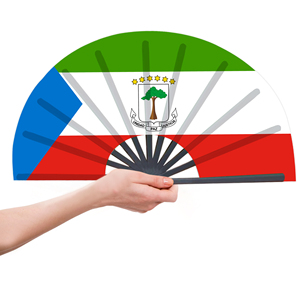 Abanicos Plegables de Bambú con la Bandera de Guinea Ecuatorial al por Mayor, Abanico de Mano para Carnaval, Boda, Festival, Fiesta, Agencia de Viajes - Product Image 3