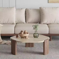 Table basse en marbre travertin naturel moderne pour petit appartement, salon, maison, balcon – style contemporain et tendance