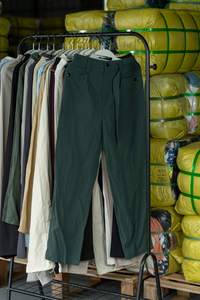 Pantalones anchos de verano usados WS10 para mujer, pantalones holgados de <span class=keywords><strong>segunda</strong></span> <span class=keywords><strong>mano</strong></span> de algodón/chifón/nailon mixto para mujer, ropa en stock - Product Image 3