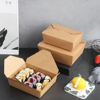 Caja de Papel Kraft Biodegradable para Pollo Frito con Logotipo Impreso, Caja de Papel Kraft para Frutas, Empaque para Alimentos, Ensaladas, Comida Rápida para Llevar
