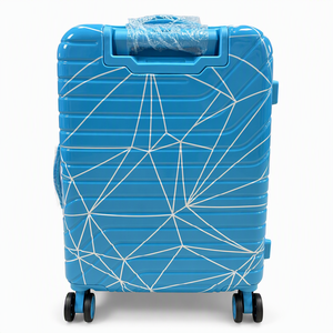 Valigia Trolley da Viaggio in ABS+PC Blu Brillante con Guscio Rigido, Design Geometrico Bianco a Rete, Design Low Poly, Bagaglio a Mano OEM - Product Image 5