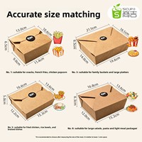 Boîte repas rectangulaire jetable biodégradable en papier kraft Shangji pour plats à emporter commerciaux, aliments mijotés, snacks, poulet frit