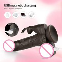 Brauner Dildo-Vibrator Beheizt Realistischer Flüssigsilikon-Dildo Erotikspielzeug für Frauen und Männer mit 3 Stoßfunktionen 10 Vibrationsmodi