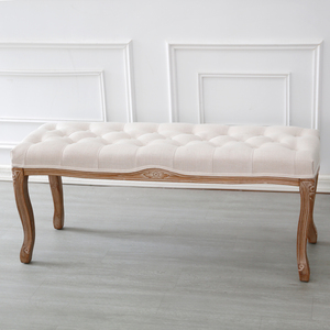 QT240014 fabbrica che vende sedia lunga stile francese imbottita soggiorno lungo <span class=keywords><strong>in</strong></span> <span class=keywords><strong>legno</strong></span> sgabello sedia panca matrimonio - Product Image 2