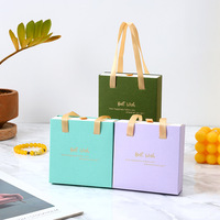 Boîte cadeau d'emballage de bijoux en papier kraft coulissant à tiroir pliable de luxe personnalisé estampage à chaud imprimé avec poignée de ruban pour bougies