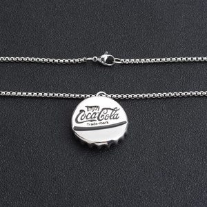 Retro Simple <b>Titanium</b> Steel Geometric Coke Bottle Cap Shaped Pendant Necklace Silver Plated Unisex's Necklaces Fashion Jewelry - Product Image 2
