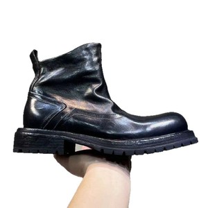 Botas Chelsea retro europeas y americanas con cremallera lateral, estilo desgastado, suela gruesa y punta ancha para hombre. - Product Image 5