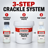 Kit d'effet craquelé en 3 étapes ZANERAY avec pâte d'apprêt et couche de finition pour toiles, bois, décorations murales et projets DIY