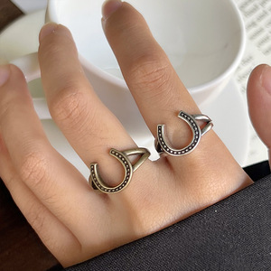 Wholesale - High Quality Minimalist <strong>Wedding</strong> Copper Open Ring <strong>Horseshoe</strong> Designs Unique Silver Plated Western Cowboy Style Unisex - Product Image 2