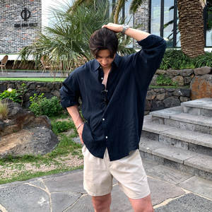 <span class=keywords><strong>Camicia</strong></span> Autunnale Trendy per Donna Matura, Tinta Unita, Casual, Colletto Quadrato, Chiusura Monopetto, Antirughe, Traspirante, <span class=keywords><strong>Misto</strong></span> Cotone e <span class=keywords><strong>Lino</strong></span> - Product Image 5