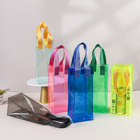 Sac isotherme transparent en PVC personnalisé avec logo, imperméable et portable, avec poignée pour bouteille de vin, bière, champagne