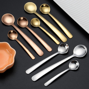 Mini cuillère en acier inoxydable 304, tête ronde, plaquée couleur, pour assaisonnement, café, sel, crème glacée, petite taille, sans danger pour les aliments - Product Image 1