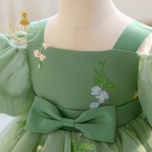 Vestito Verde Floreale Gonfio per Bambine, Abito Estivo Carino per Eventi e Feste, Abbigliamento per Bambine - Product Image 5