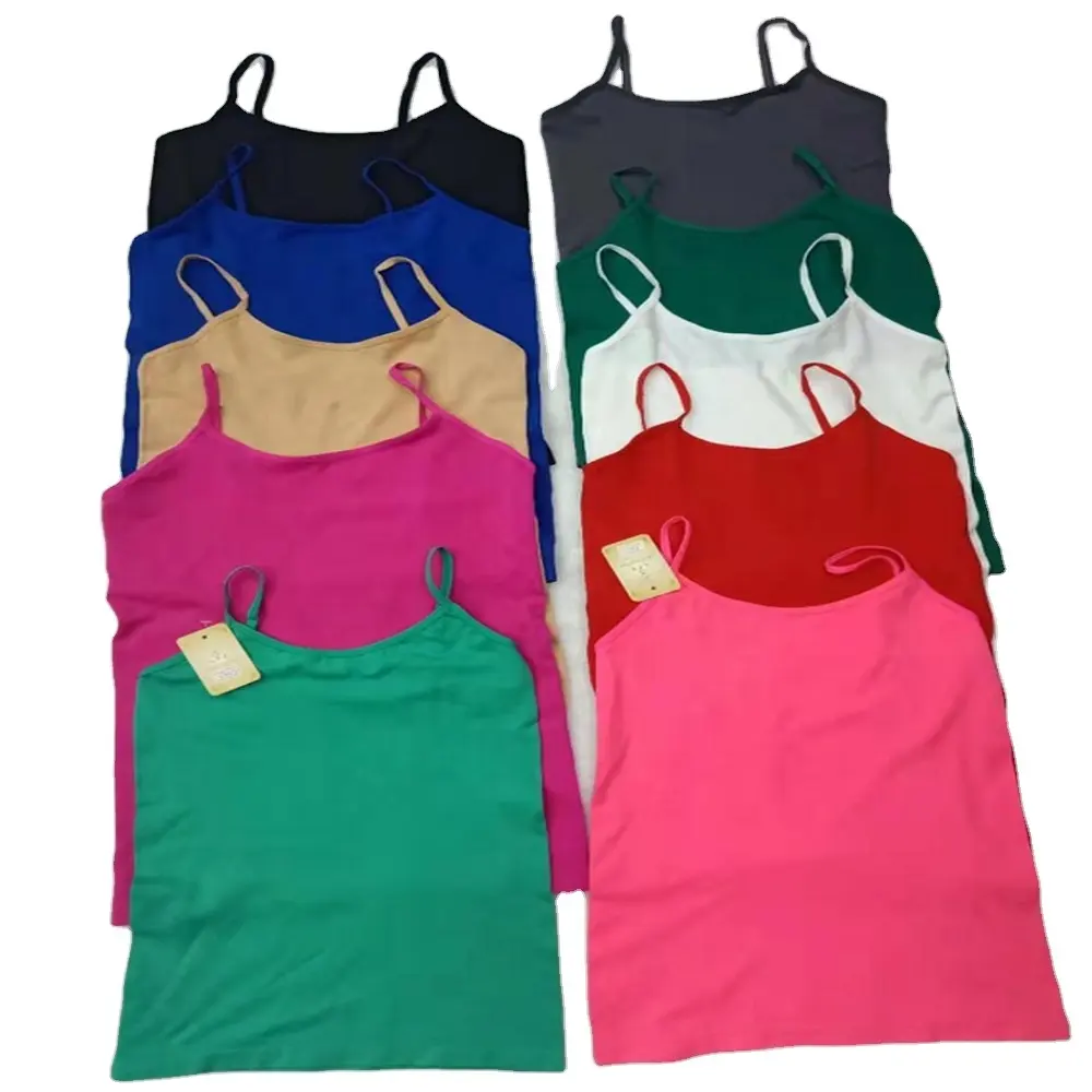 Camiseta sin mangas 0,69 Dollar Model HXK026, camisetas sin mangas acanaladas para mujer al por mayor con colores